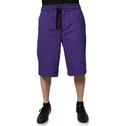 Purple Cotton Men Bermuda Sweatshorts Shorts