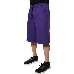 Purple Cotton Men Bermuda Sweatshorts Shorts