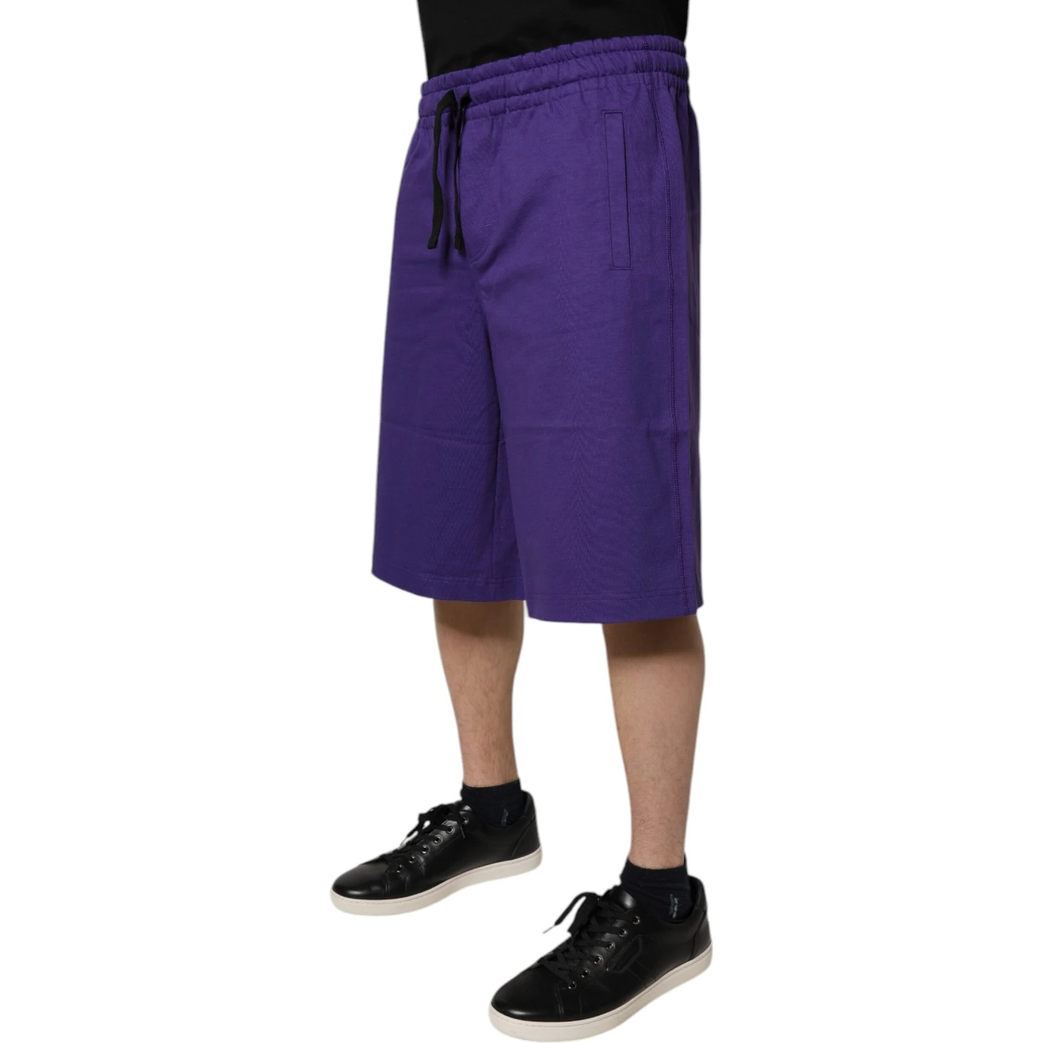 Purple Cotton Men Bermuda Sweatshorts Shorts