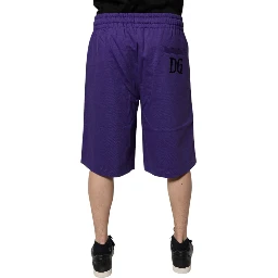 Purple Cotton Men Bermuda Sweatshorts Shorts