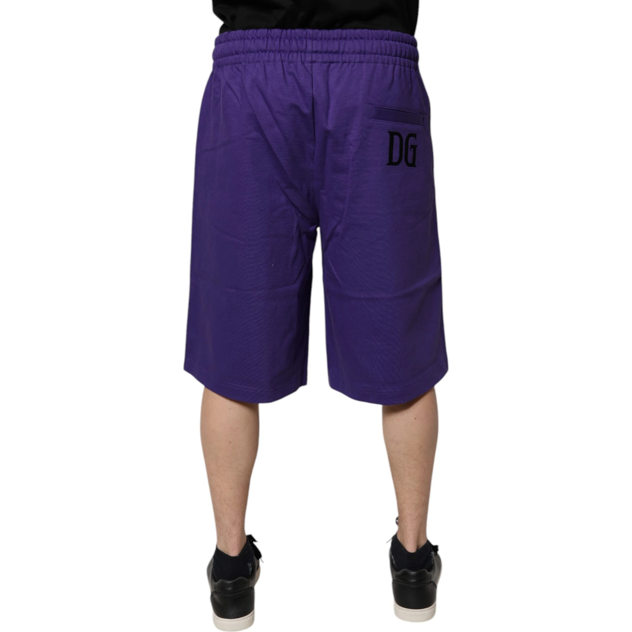 Purple Cotton Men Bermuda Sweatshorts Shorts