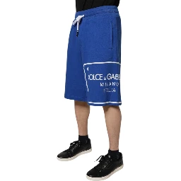 Blue Logo Cotton Bermuda Sweatshorts Shorts