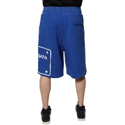 Blue Logo Cotton Bermuda Sweatshorts Shorts
