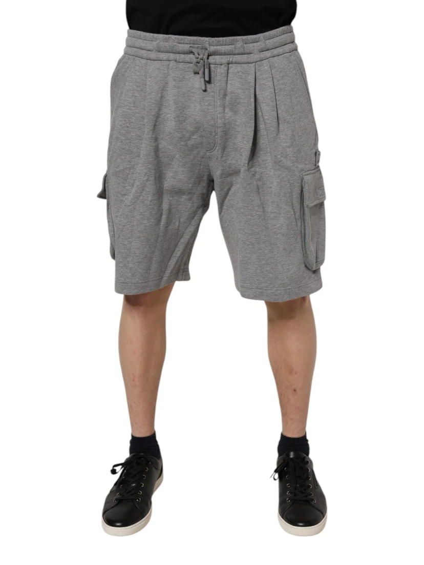 Gray Cotton Cargo Bermuda Sweatshorts Shorts