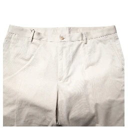 Beige Cotton Stretch Mid Waist Bermuda Shorts