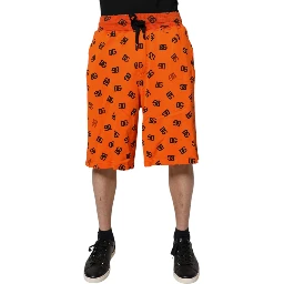 Orange Logo Monogram Cotton Bermuda Shorts
