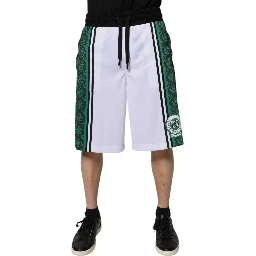White Green Men Jersey Sweatshorts Shorts