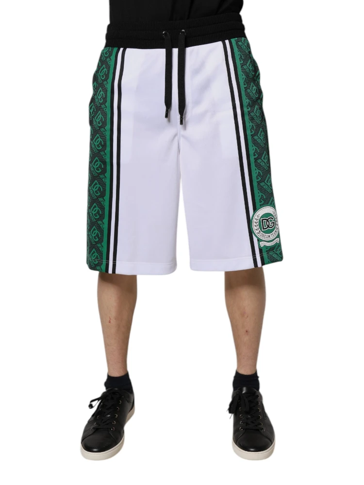 White Green Men Jersey Sweatshorts Shorts