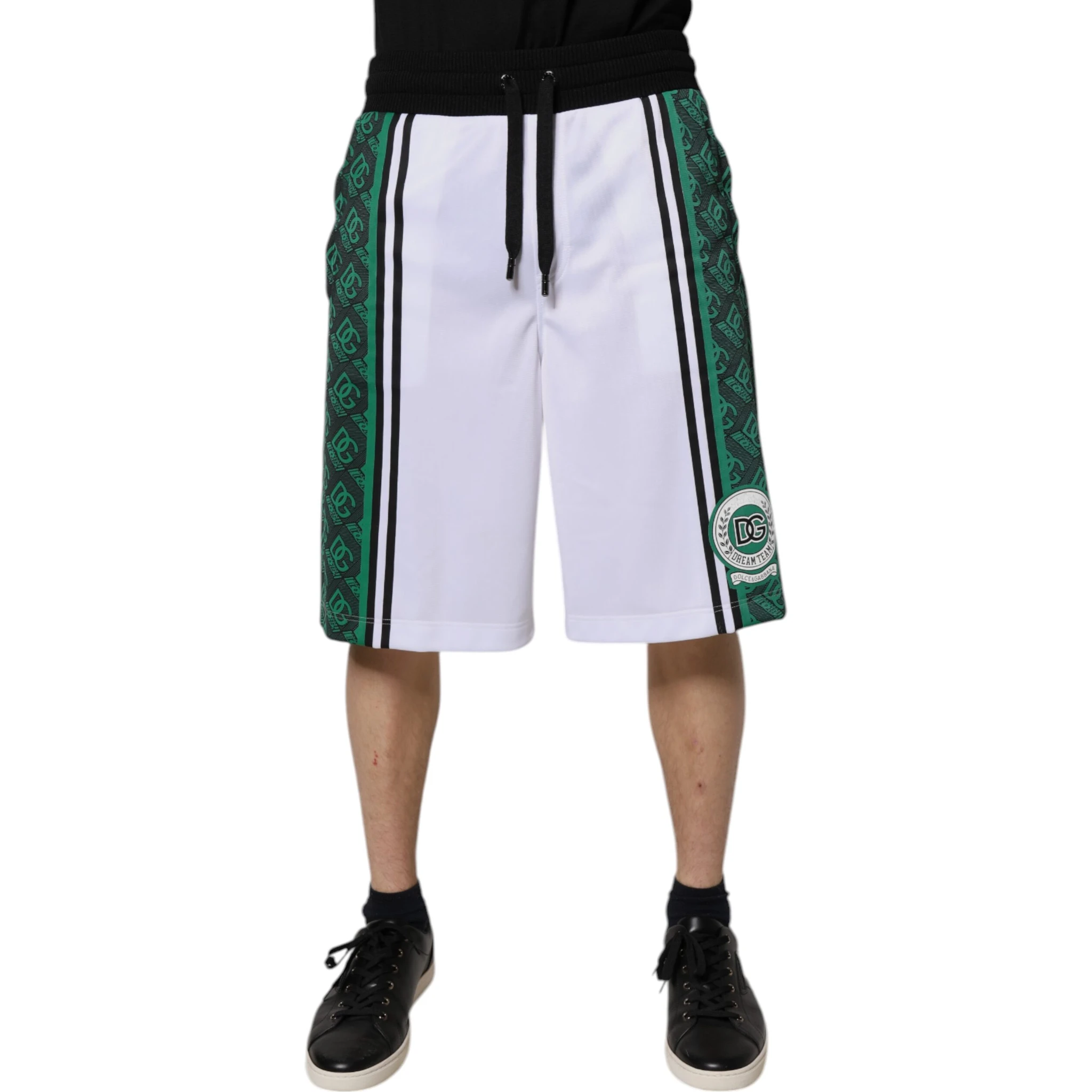 White Green Men Jersey Sweatshorts Shorts