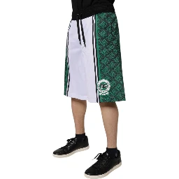 White Green Men Jersey Sweatshorts Shorts