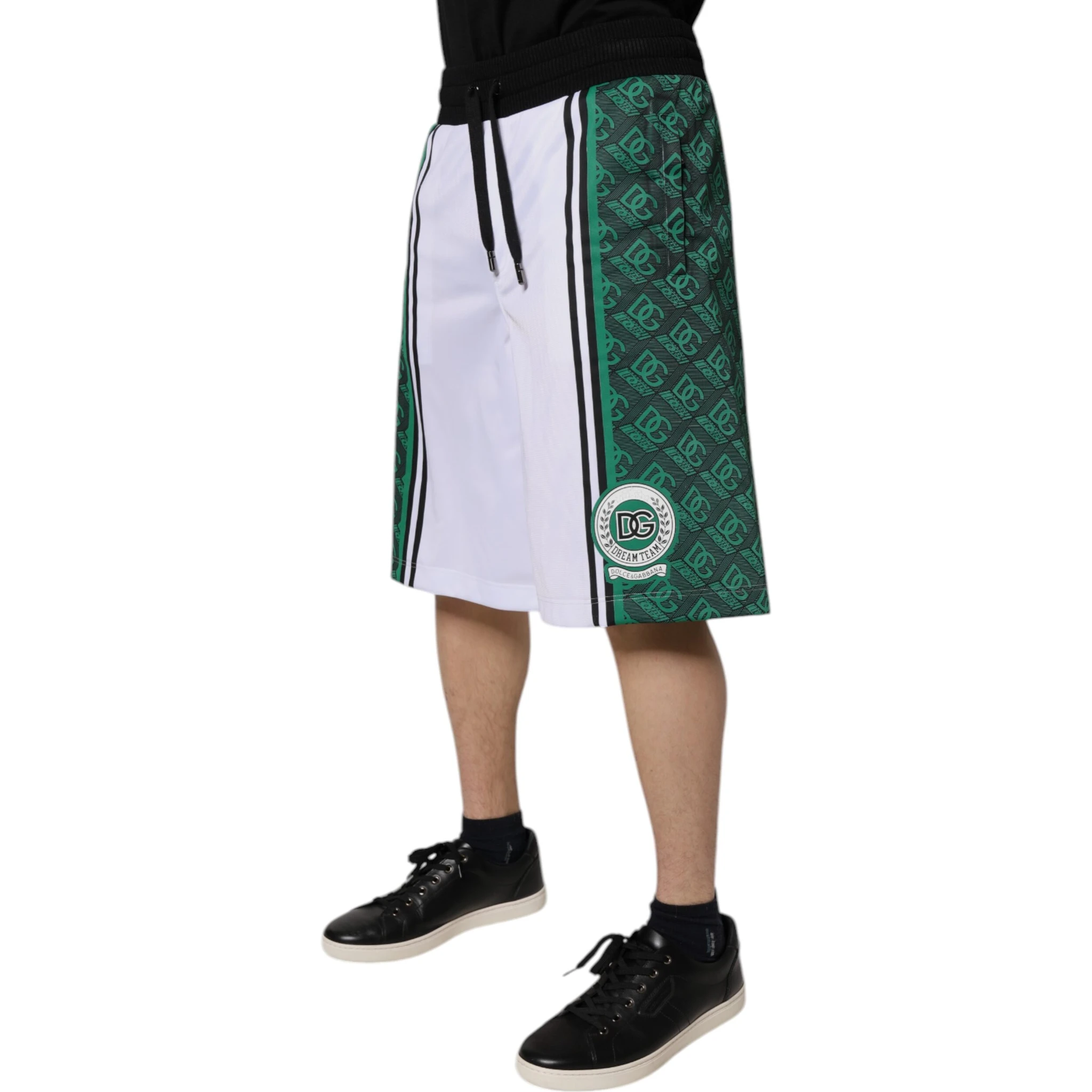 White Green Men Jersey Sweatshorts Shorts