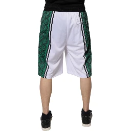 White Green Men Jersey Sweatshorts Shorts