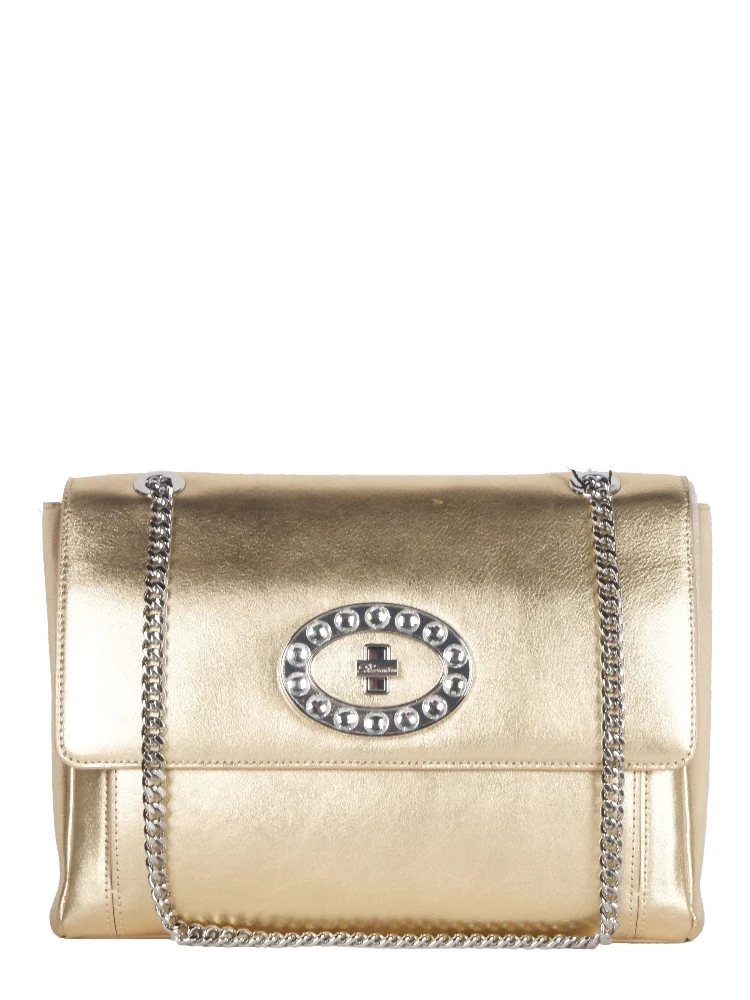 Blumarine Gold Leather Shoulder Women Bag
