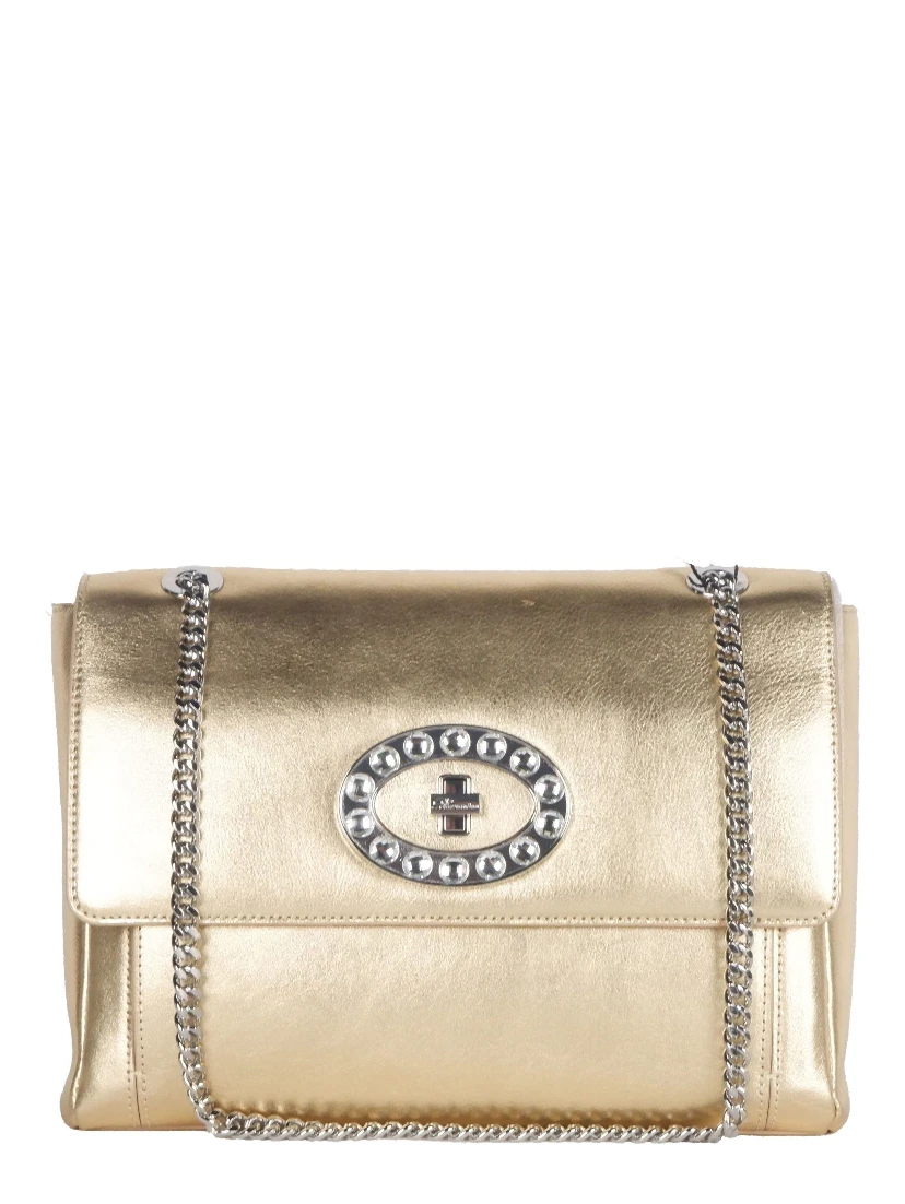 Blumarine Gold Leather Shoulder Women Bag