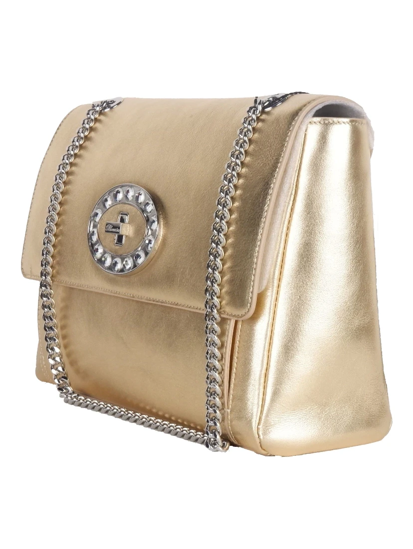 Blumarine Gold Leather Shoulder Women Bag