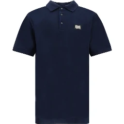 Blue Cotton Polo Shirt