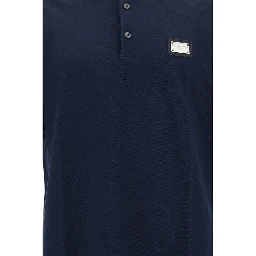 Blue Cotton Polo Shirt