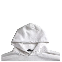 White Cotton Logo Hooded Pullover Oversize Sweater