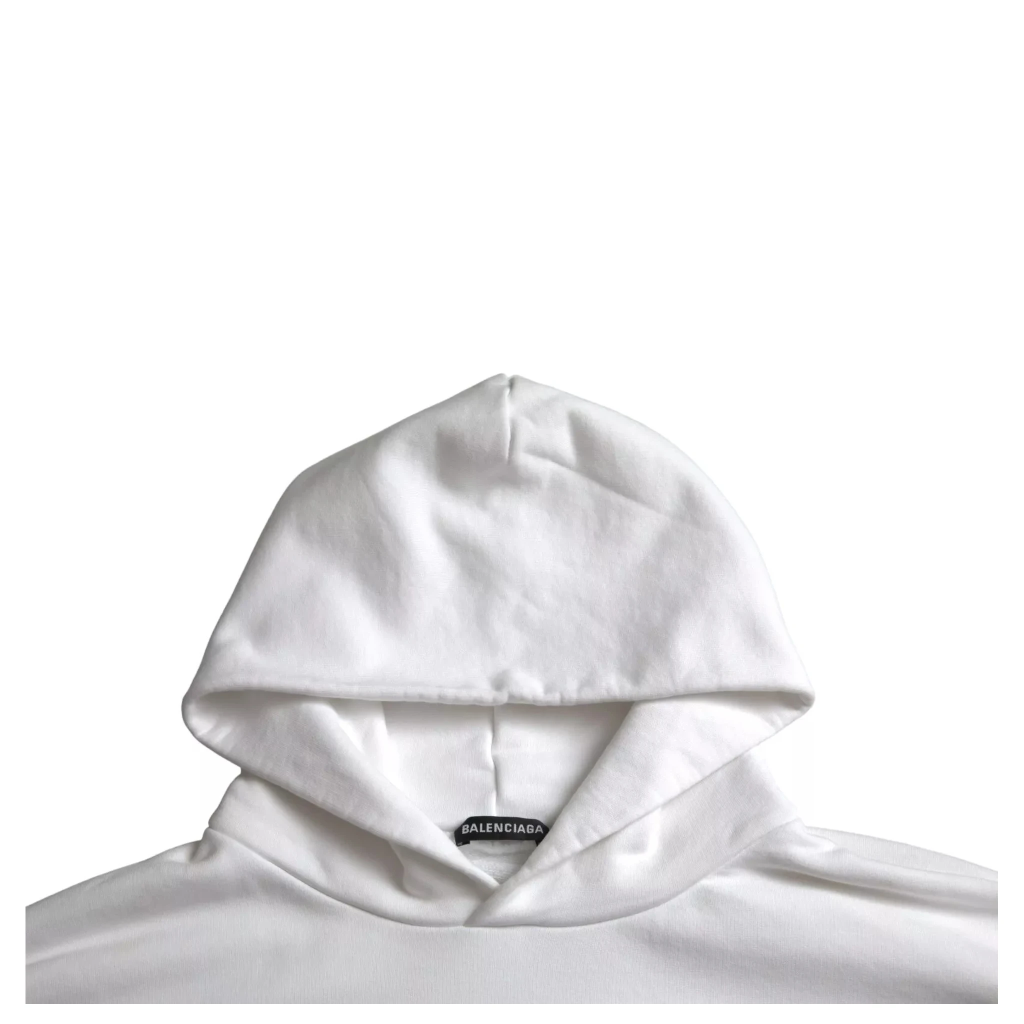 White Cotton Logo Hooded Pullover Oversize Sweater