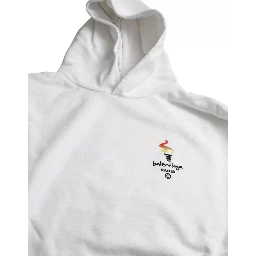 White Cotton Logo Hooded Pullover Oversize Sweater