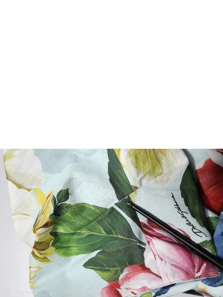 Green Floral Short Sleeves Cotton V-neck Dress alternative