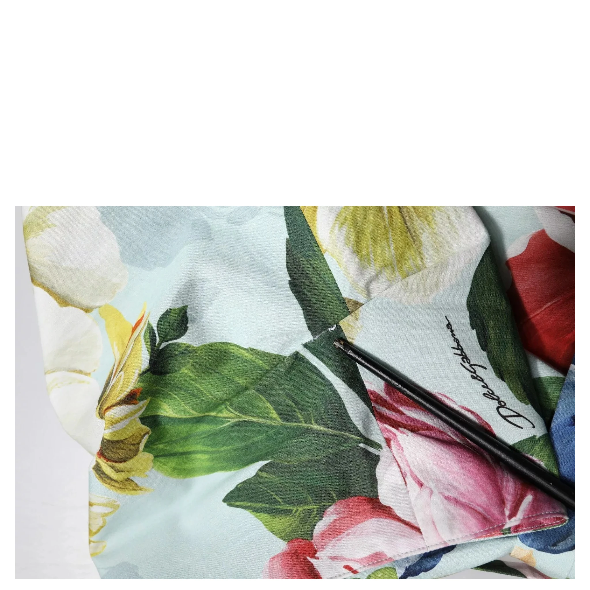 Green Floral Short Sleeves Cotton V-neck Dress