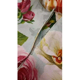 Green Floral Short Sleeves Cotton V-neck Dress