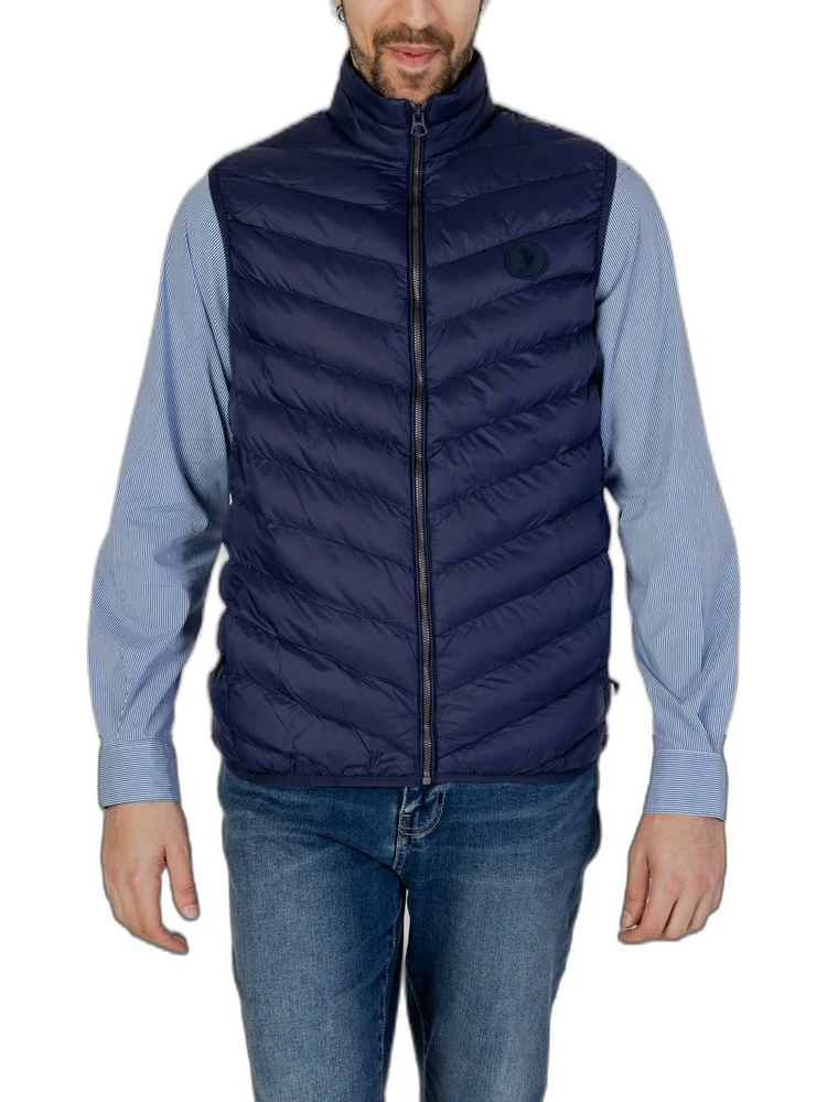 Blue Polyamide Sleveless Jacket