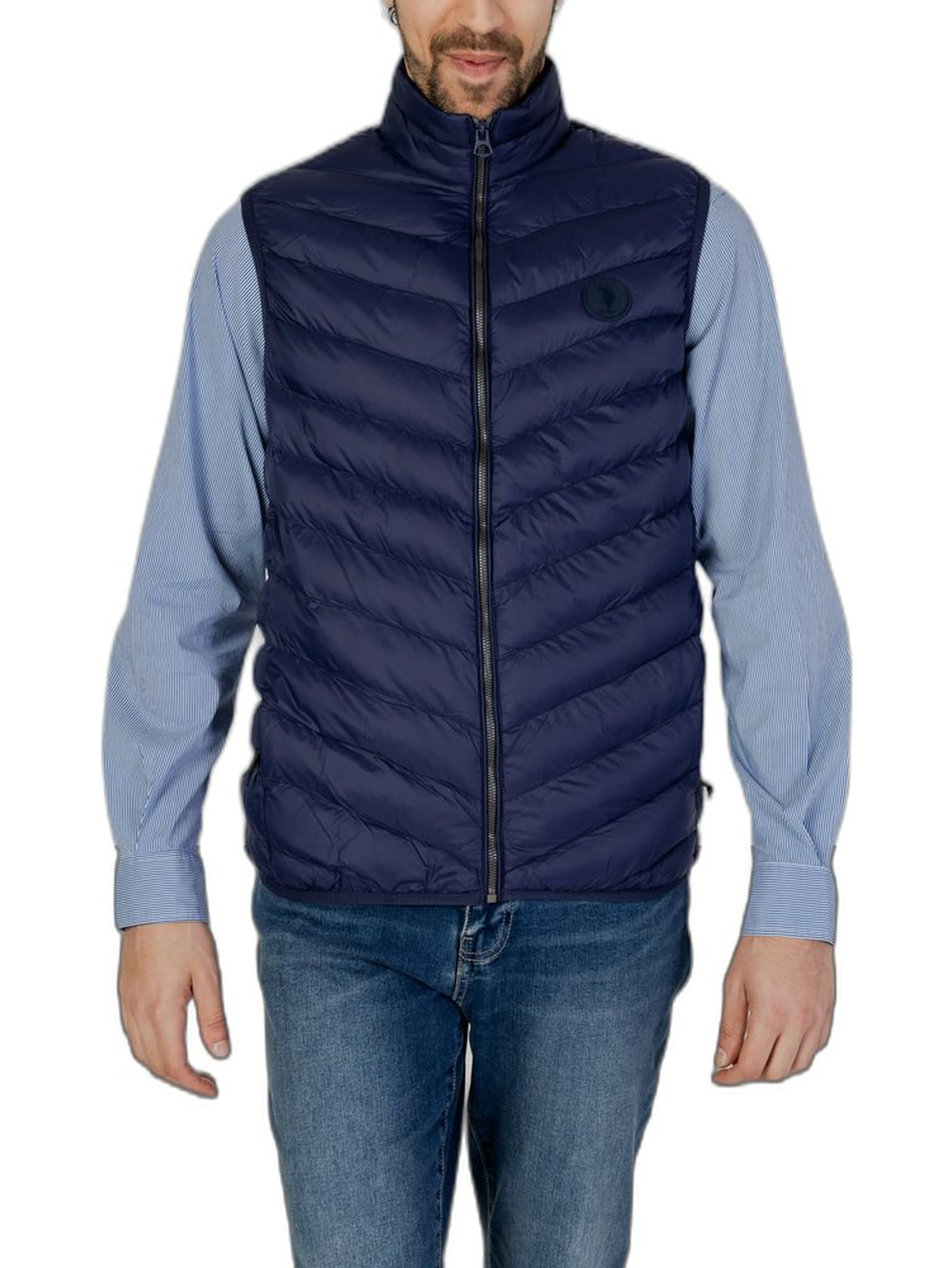 Blue Polyamide Sleveless Jacket