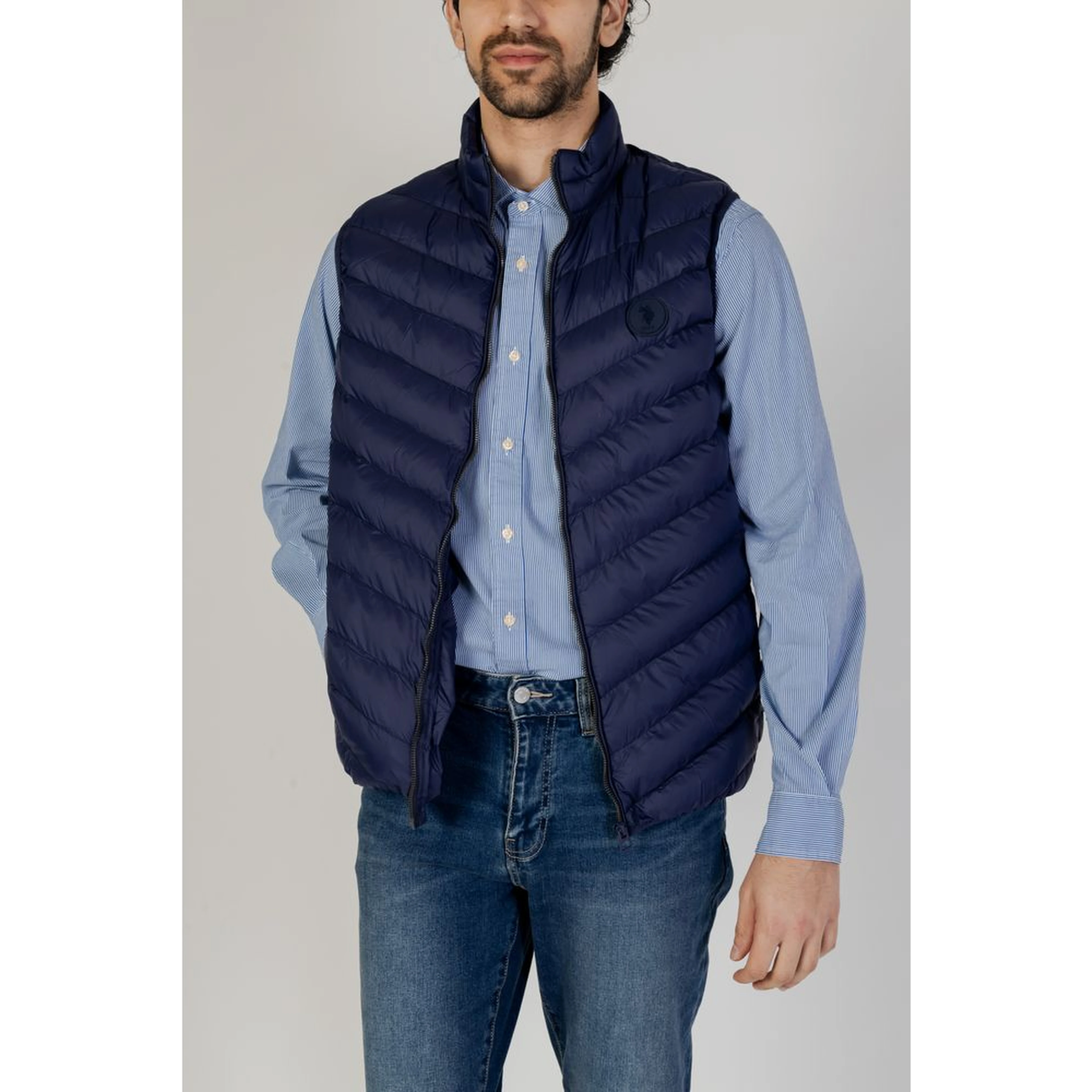 Blue Polyamide Sleveless Jacket