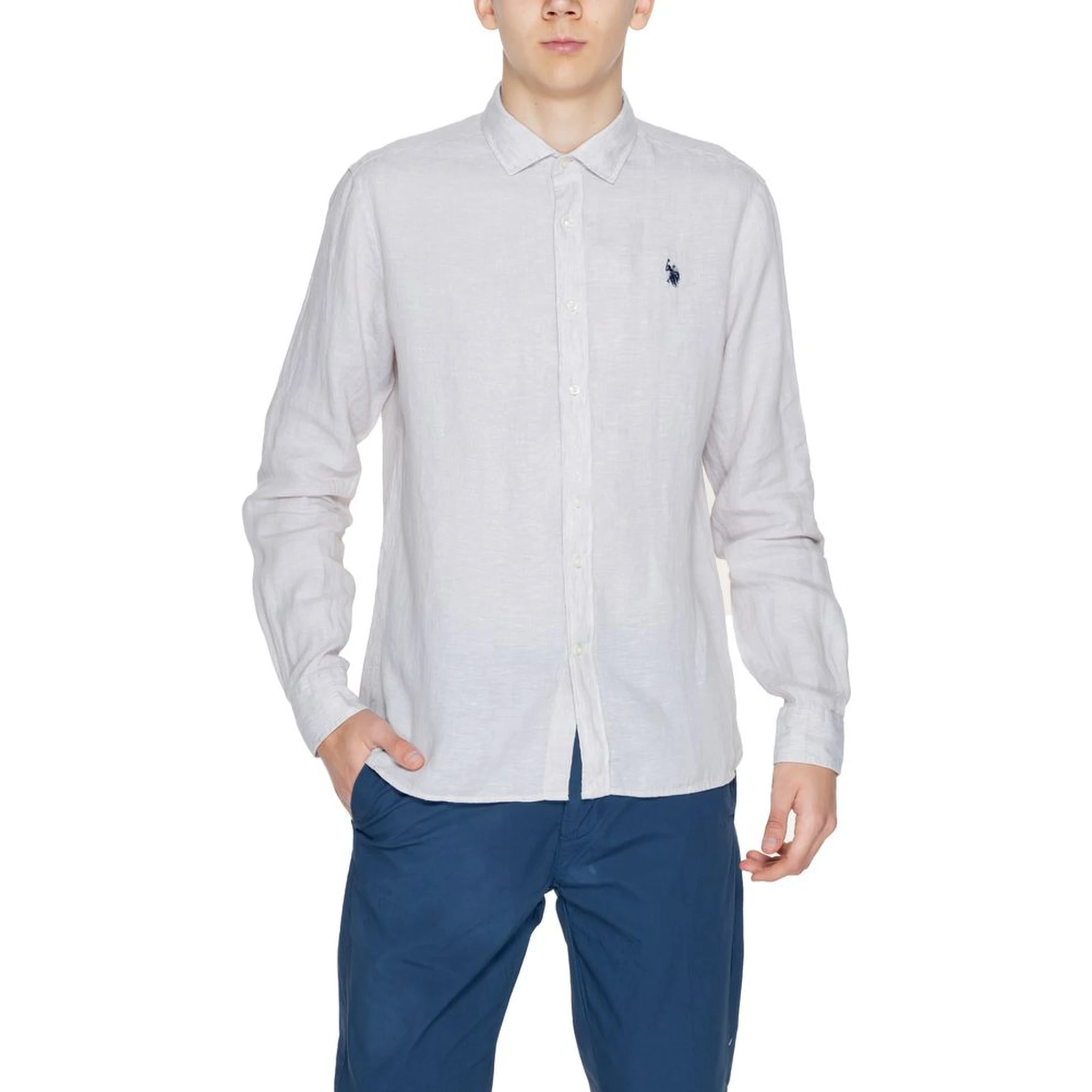 Beige Linen Dress Shirt