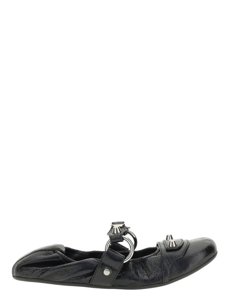 Black Calf Leather Bos Taurus Ballet Flats