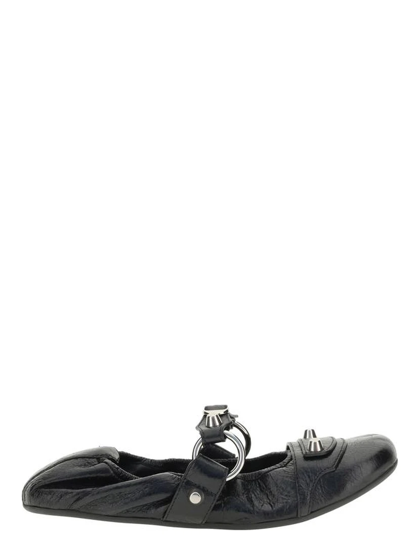 Black Calf Leather Bos Taurus Ballet Flats