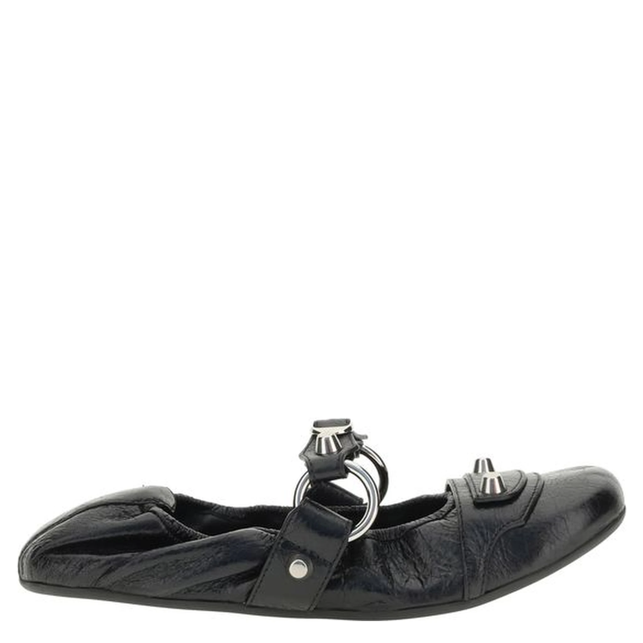 Black Calf Leather Bos Taurus Ballet Flats
