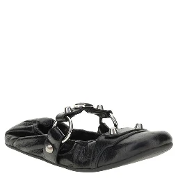 Black Calf Leather Bos Taurus Ballet Flats
