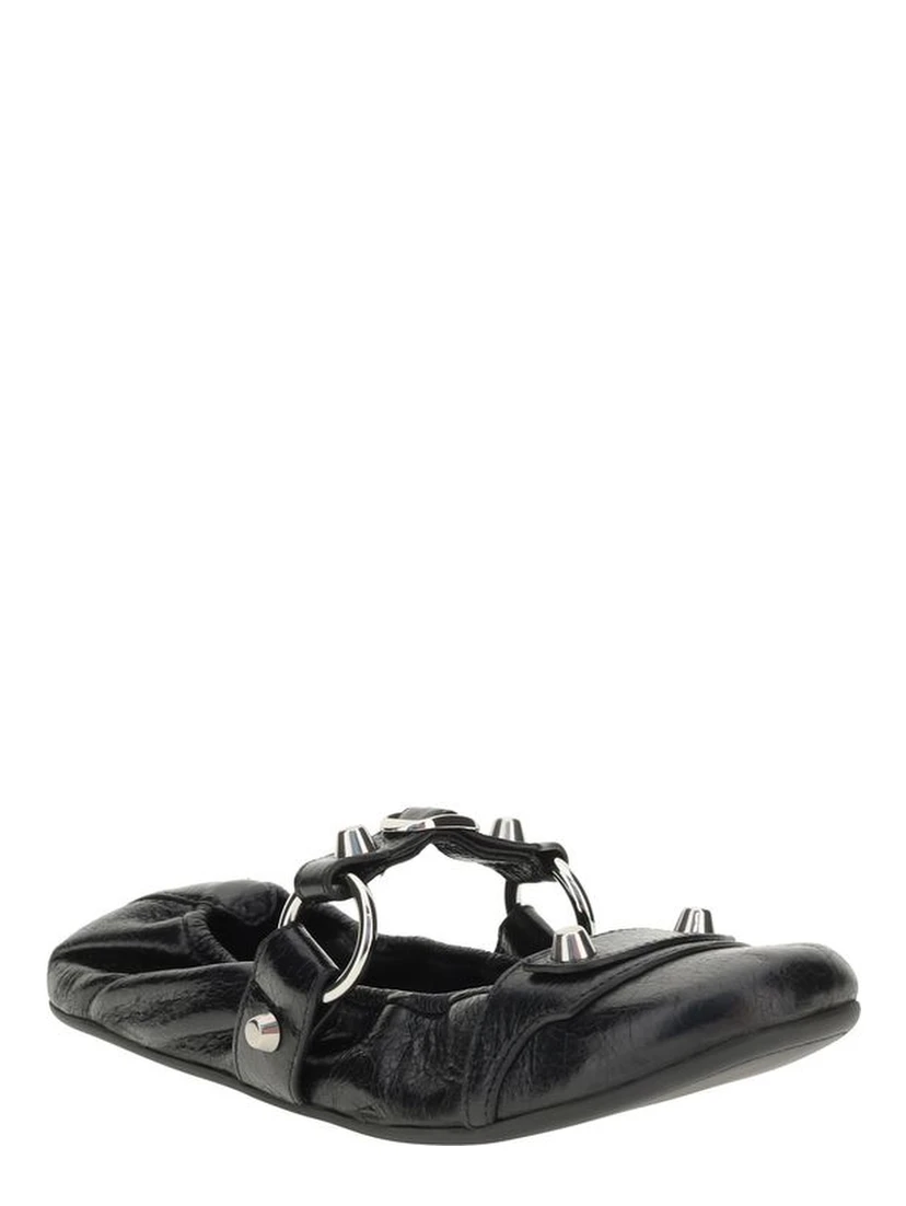 Black Calf Leather Bos Taurus Ballet Flats