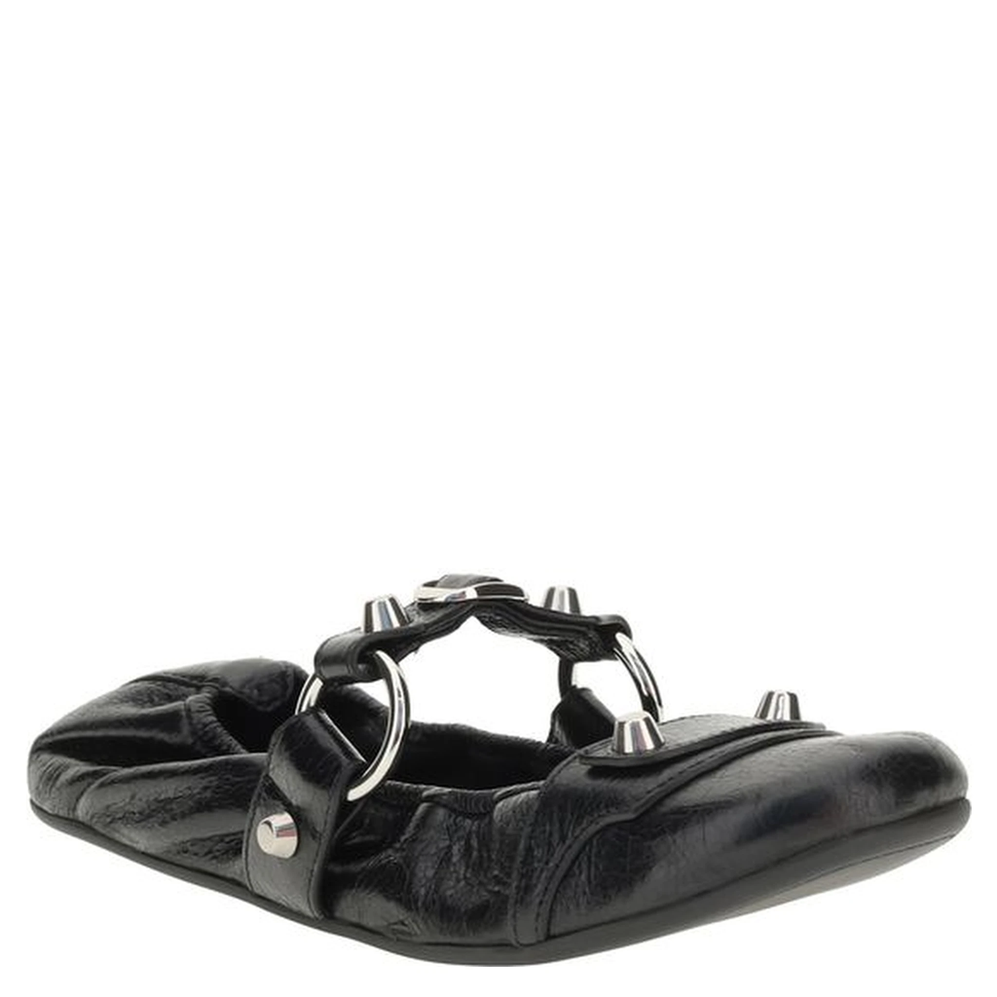 Black Calf Leather Bos Taurus Ballet Flats