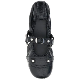 Black Calf Leather Bos Taurus Ballet Flats