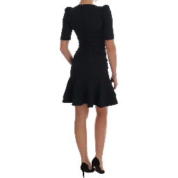 Black Blue Flare Mini Dress