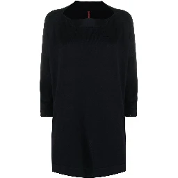 Navy Boat Neck Knit Jumper In Blue