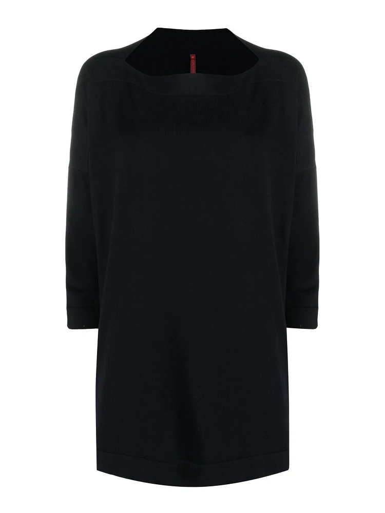 Navy Boat Neck Knit Jumper In Blue