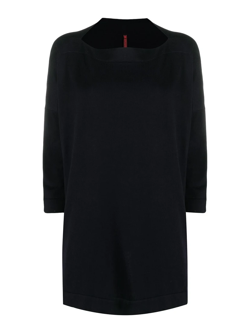 Navy Boat Neck Knit Jumper In Blue