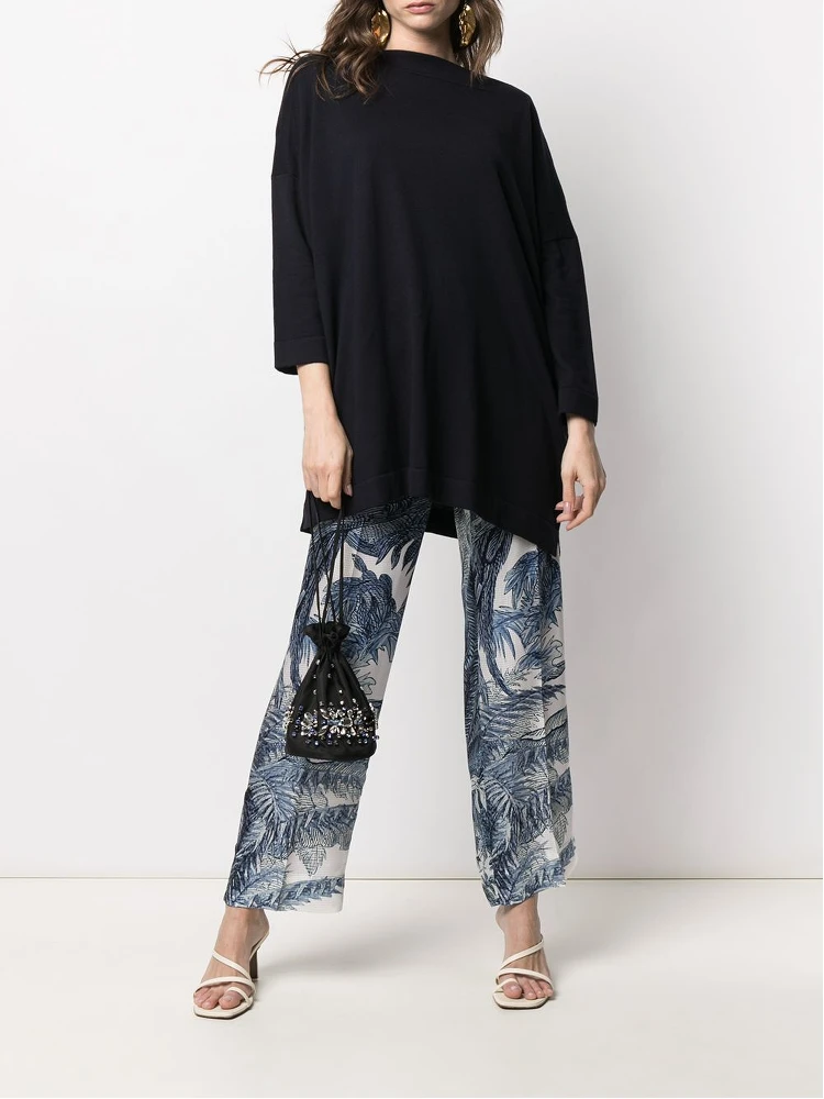 Navy Boat Neck Knit Jumper In Blue alternative