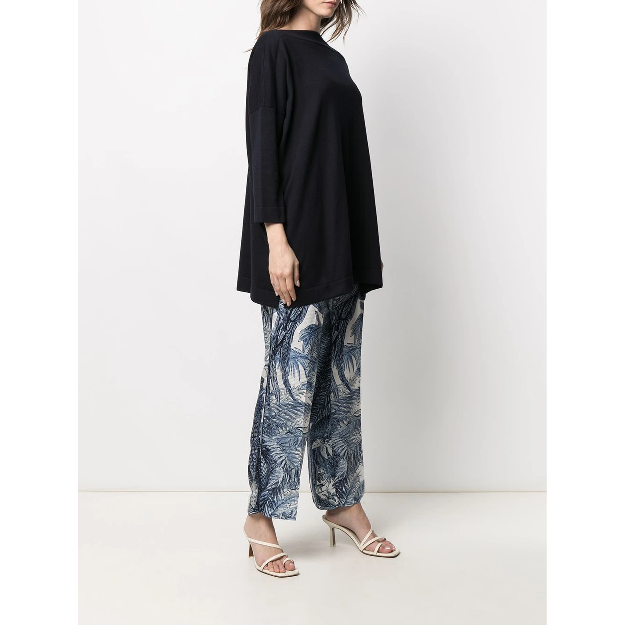 Navy Boat Neck Knit Jumper In Blue