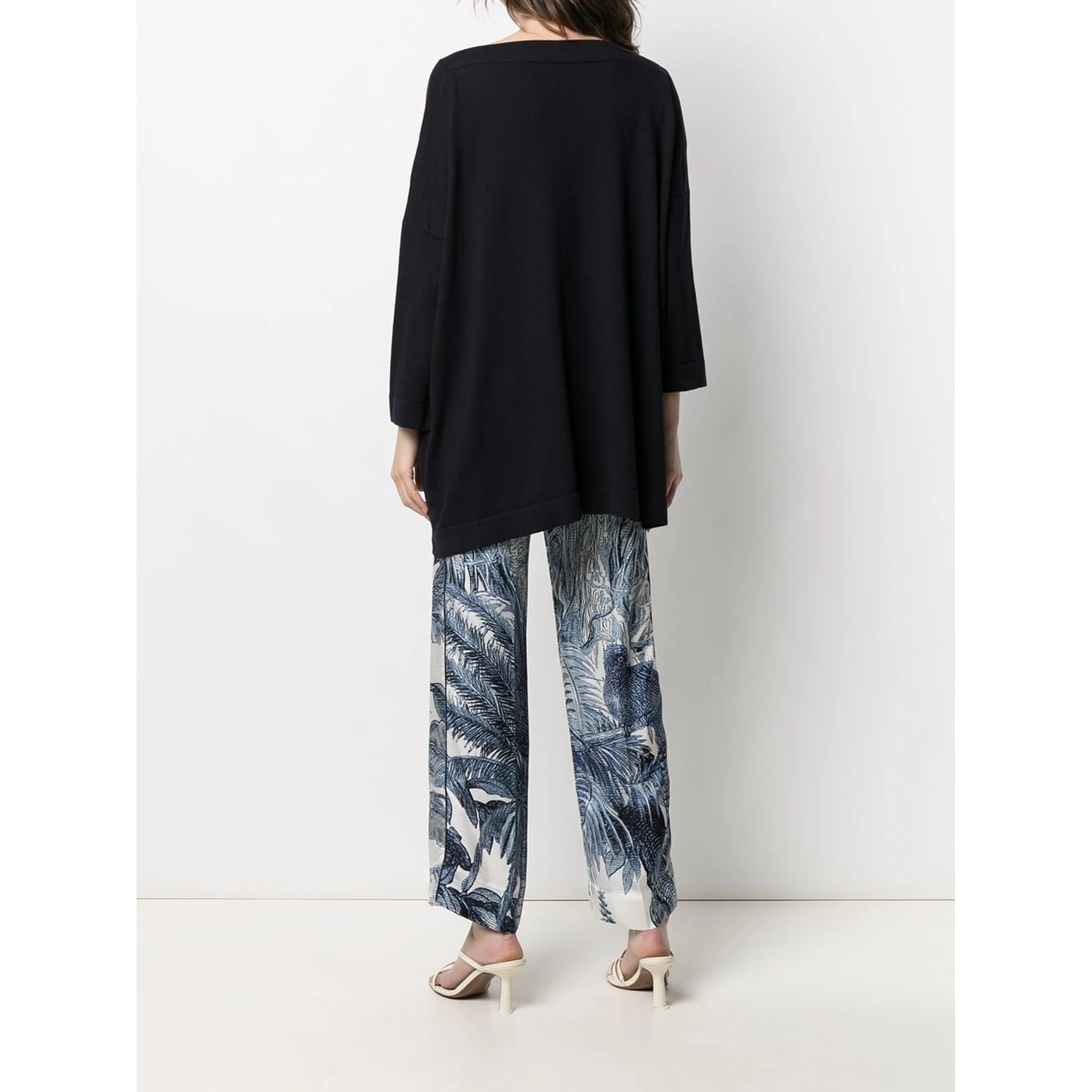 Navy Boat Neck Knit Jumper In Blue