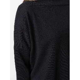 Navy Boat Neck Knit Jumper In Blue