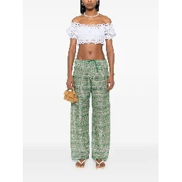 Lace Cotton Cropped Top With Off-the-shoulder Design In White