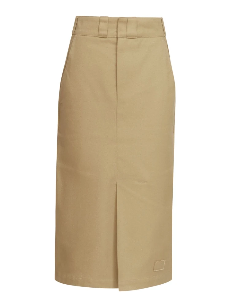 Slim High-waisted Knee-length Skirt In Brown