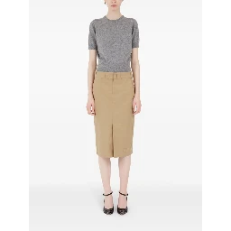 Slim High-waisted Knee-length Skirt In Brown