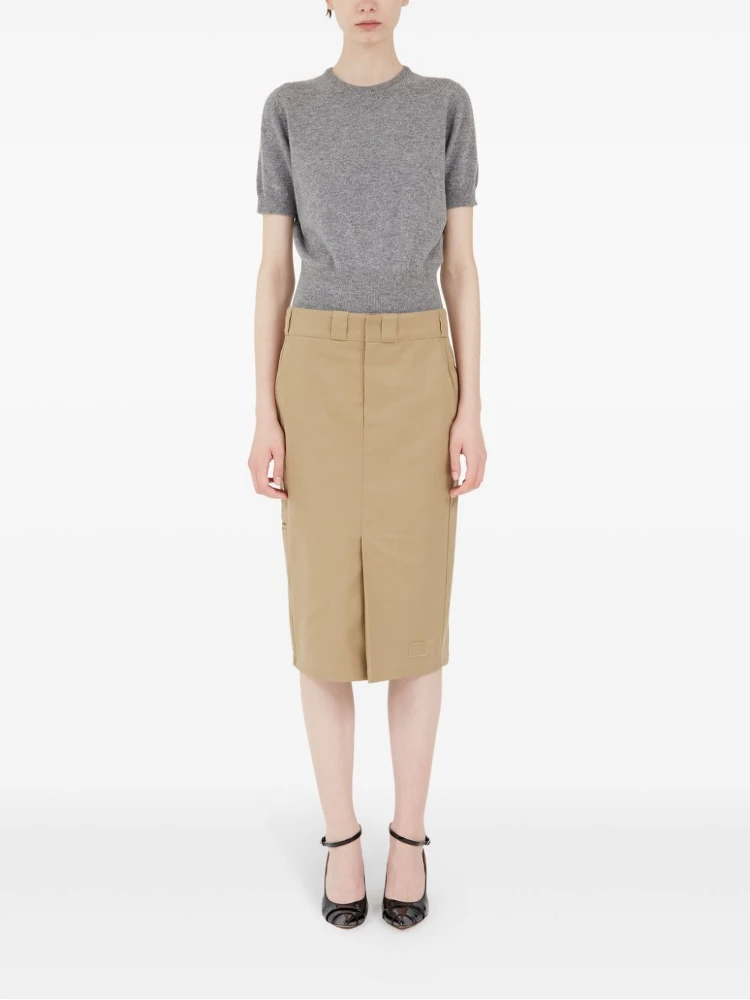 Slim High-waisted Knee-length Skirt In Brown alternative